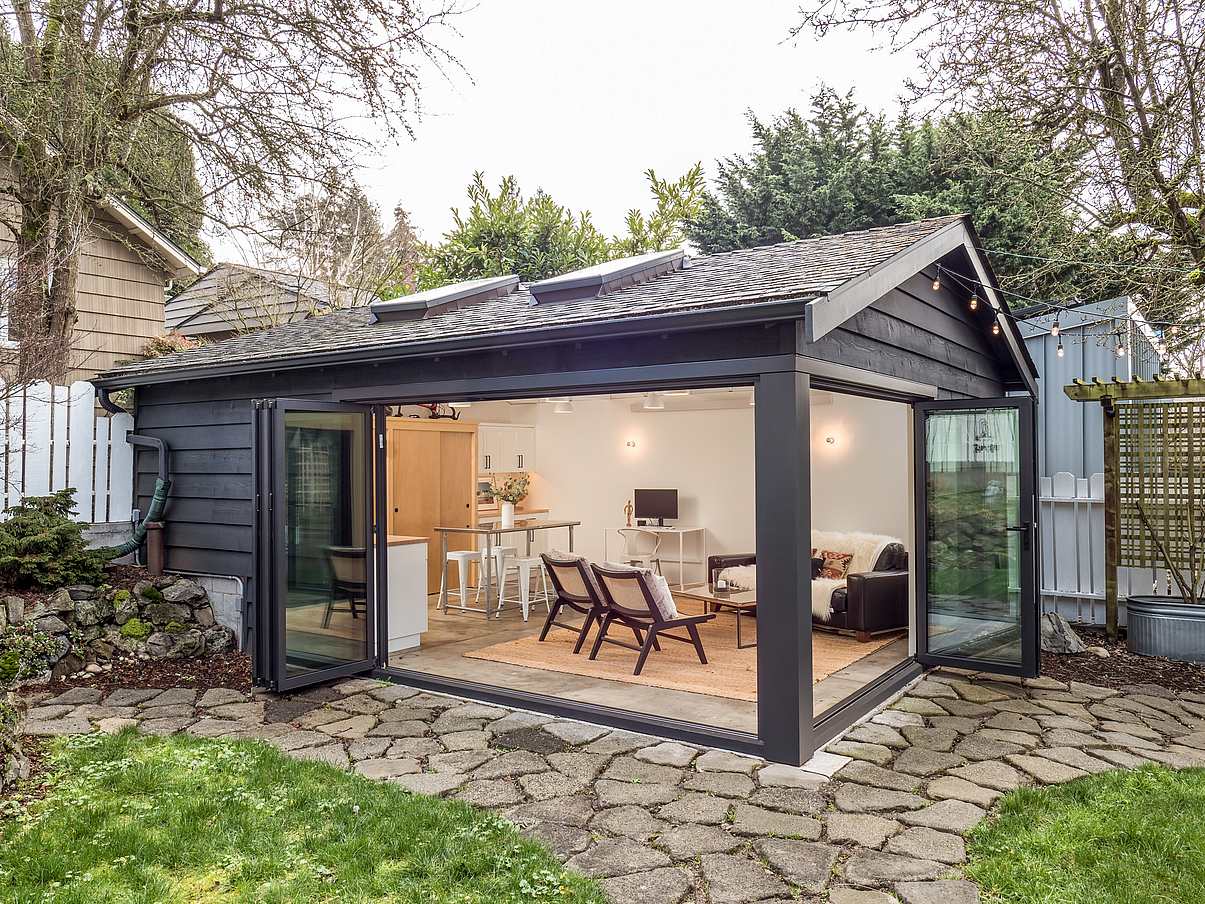 opening glass doors in a remodel