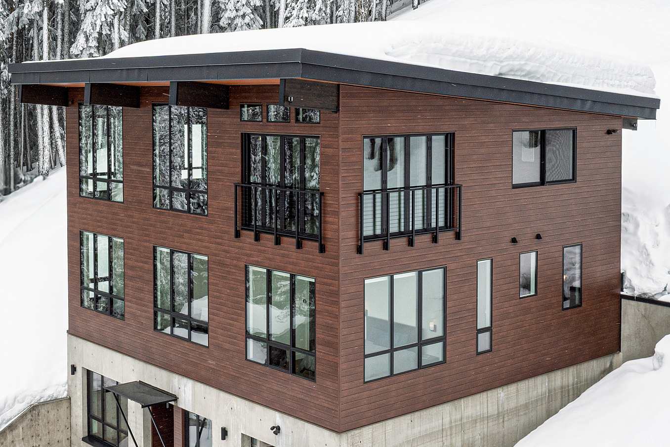 prefab home with bifold glass doors