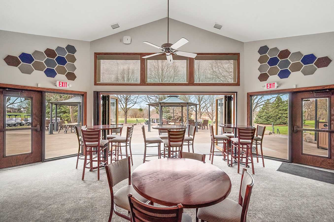 opening glass wall system in country club design