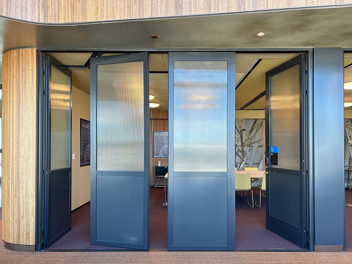 NanaWall single track sliding doors in the Business Center at LaGuardia