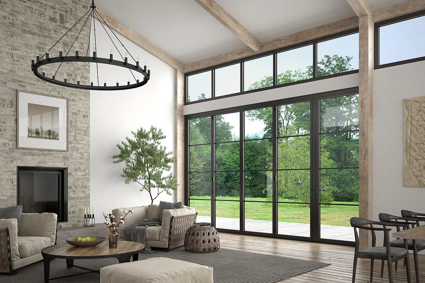 Steel Effect Folding Glass Patio Doors