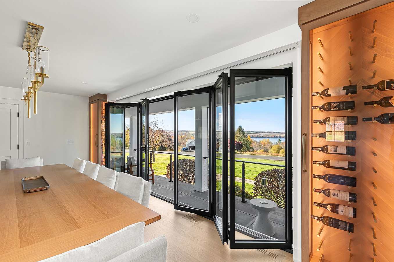 French door configuration with bifold glass doors