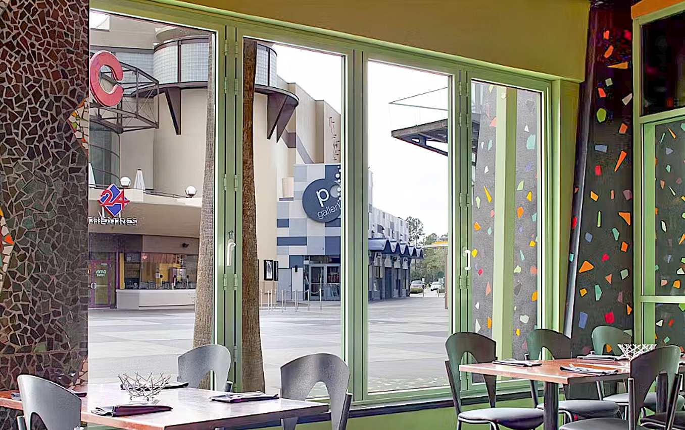 restaurant branding with NanaWall movable glass wall systems