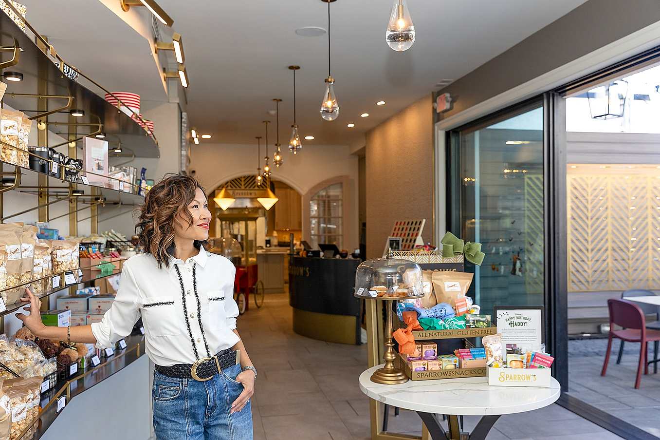 Benita Cooper Design in retail space with NanaWall cero commercial sliding glass walls
