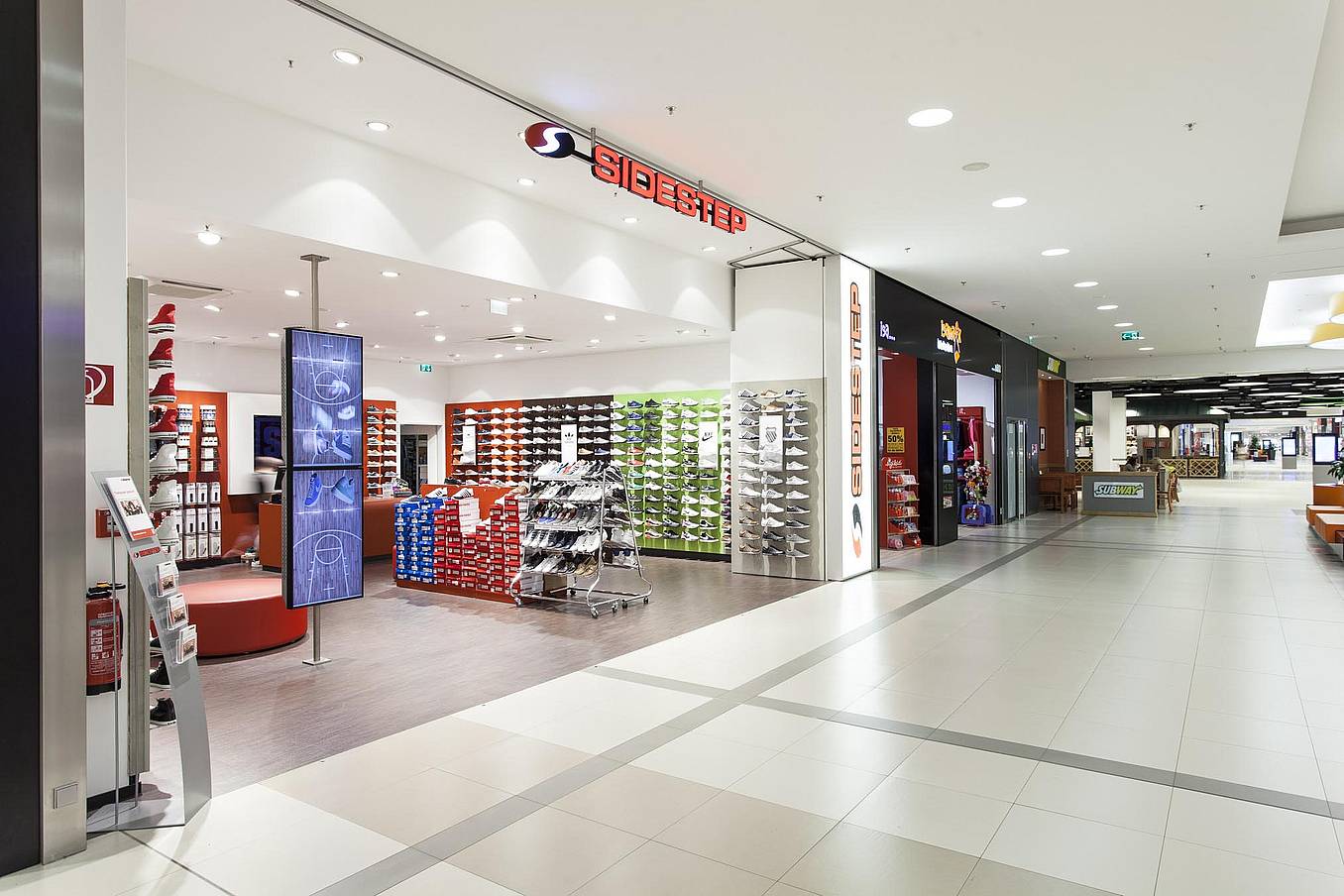 commercial design with disappearing retail storefront in a mall