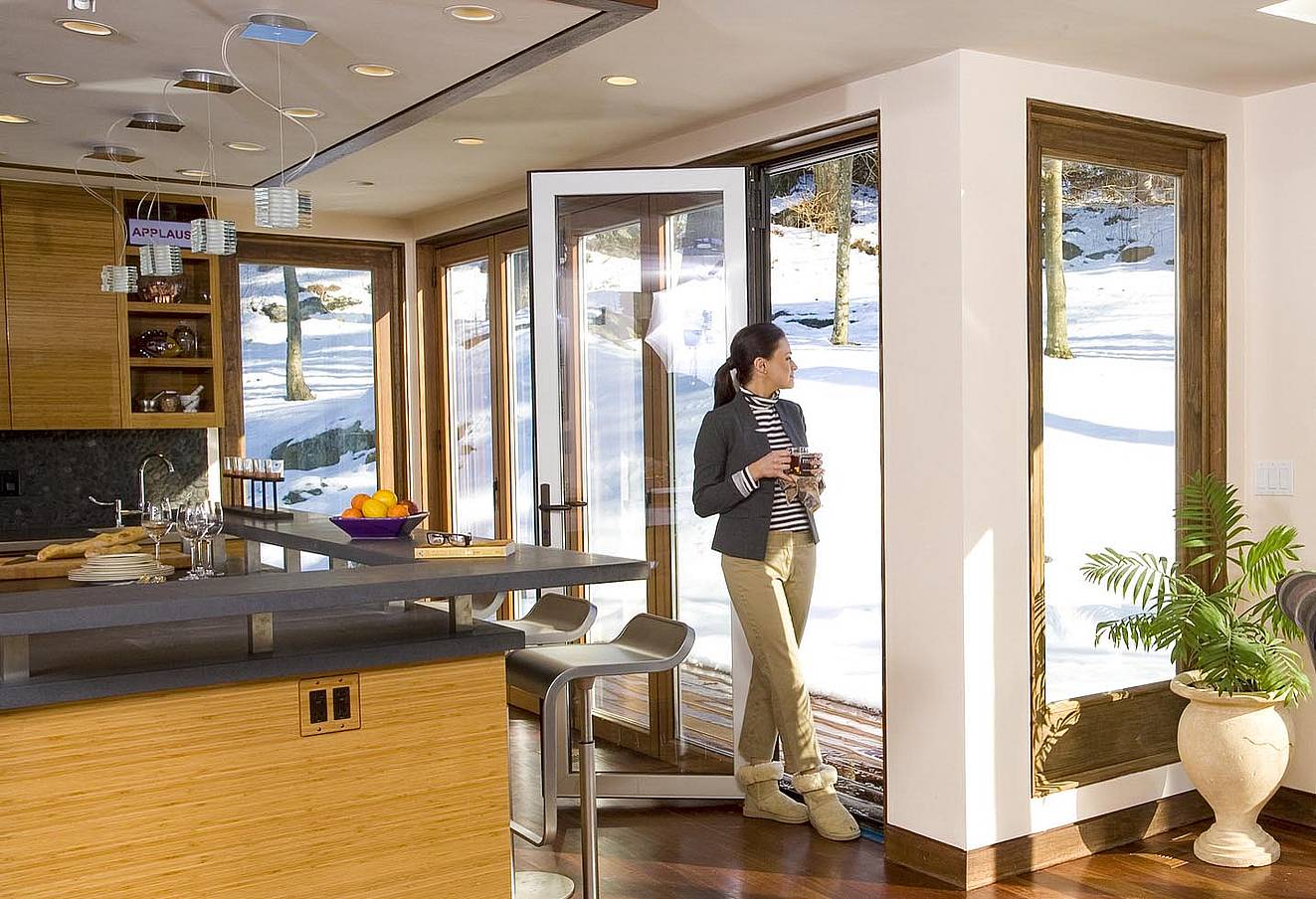 winter getaway design inspiration with folding glass doors