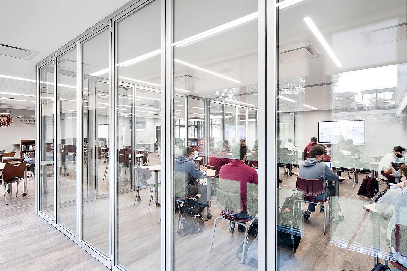 acoustic glass wall systems in schools