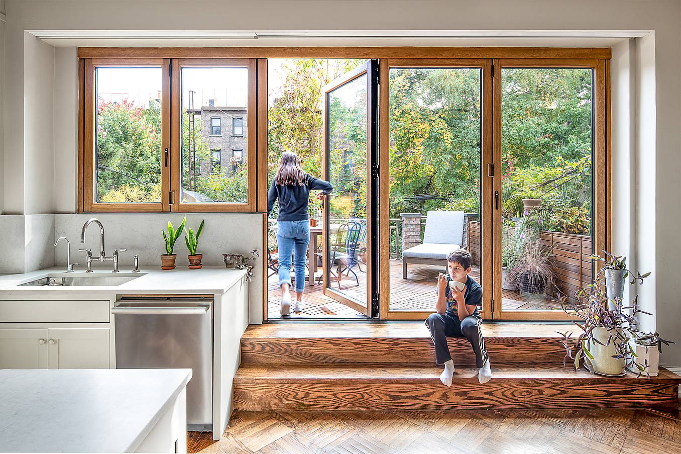 swing doors in retractable glass walls