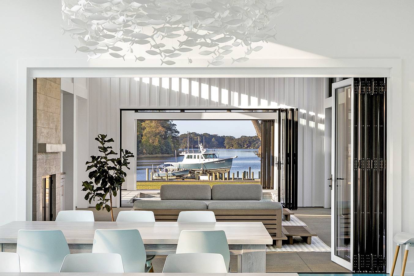 water view through NanaWall folding glass doors