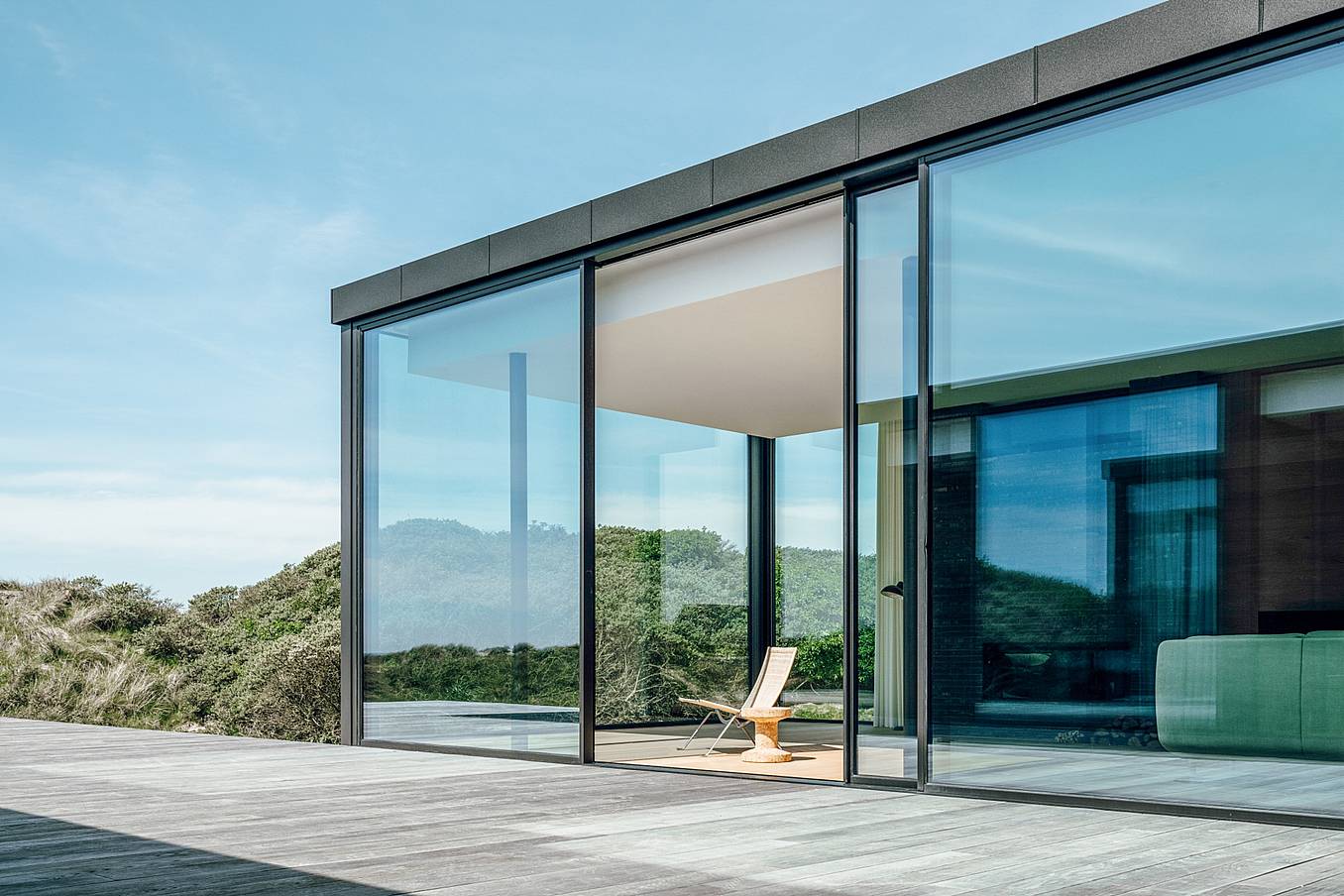 minimal sliding glass walls
