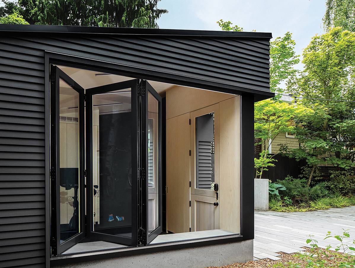 aluminum clad bifold glass window