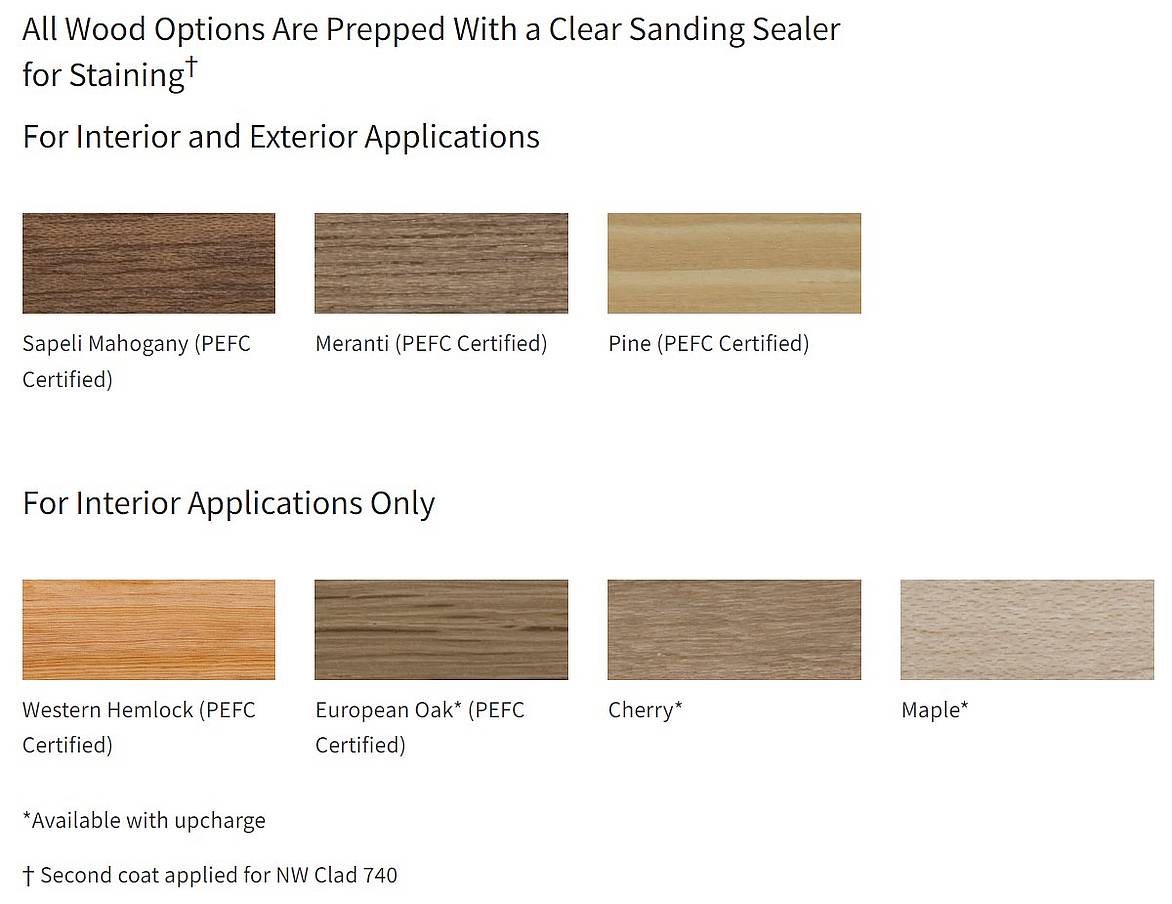 wood framed finish options