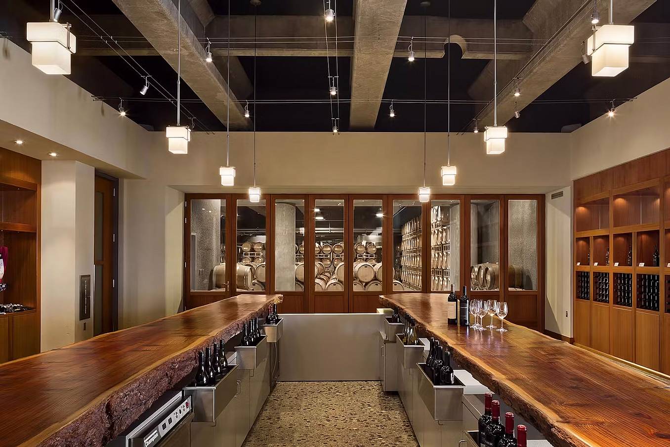 wood framed retractable glass walls