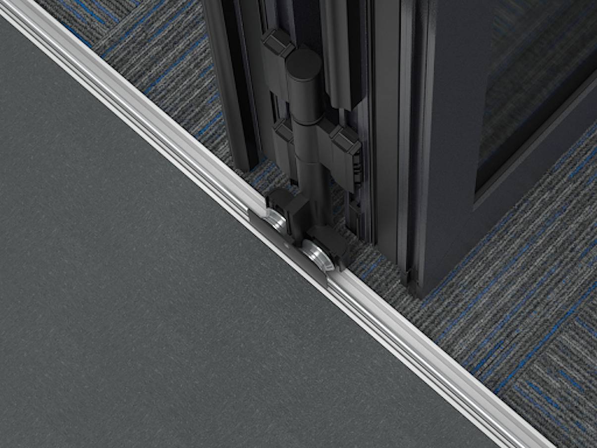 Generation 4 folding door systems with surface mounted flush sill