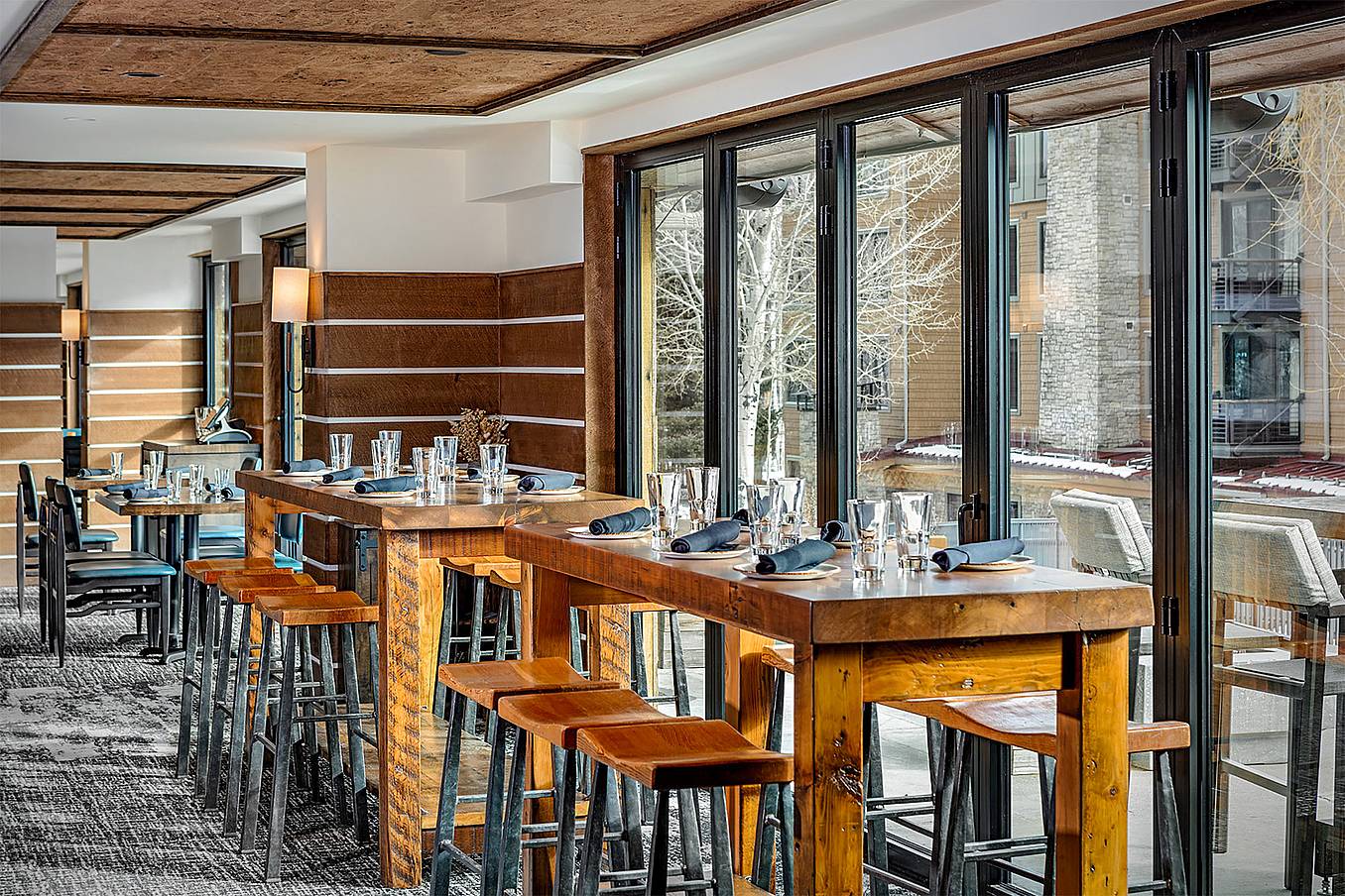aluminum framed commercial glass doors in restaurant