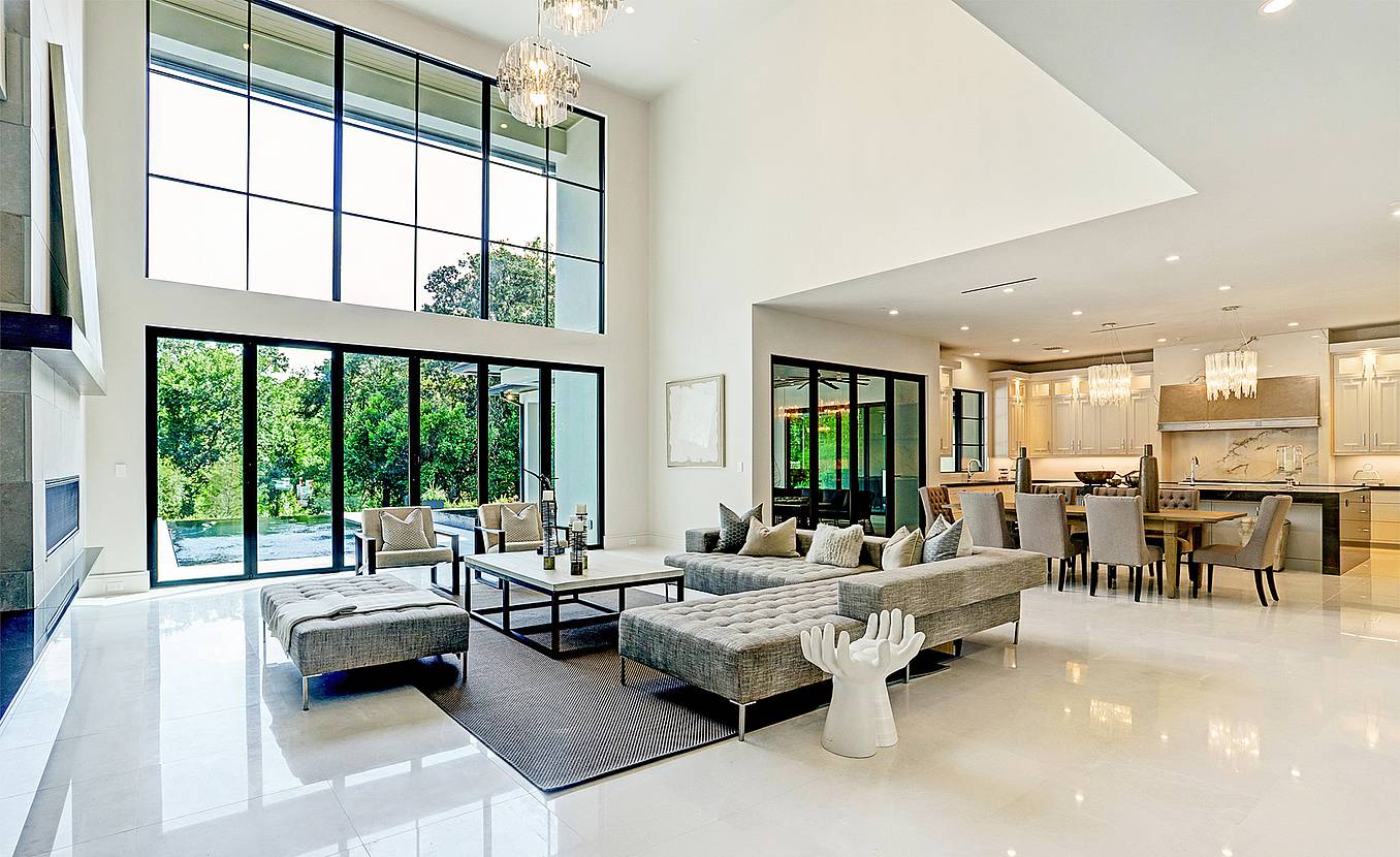 custom home design with residential folding glass door
