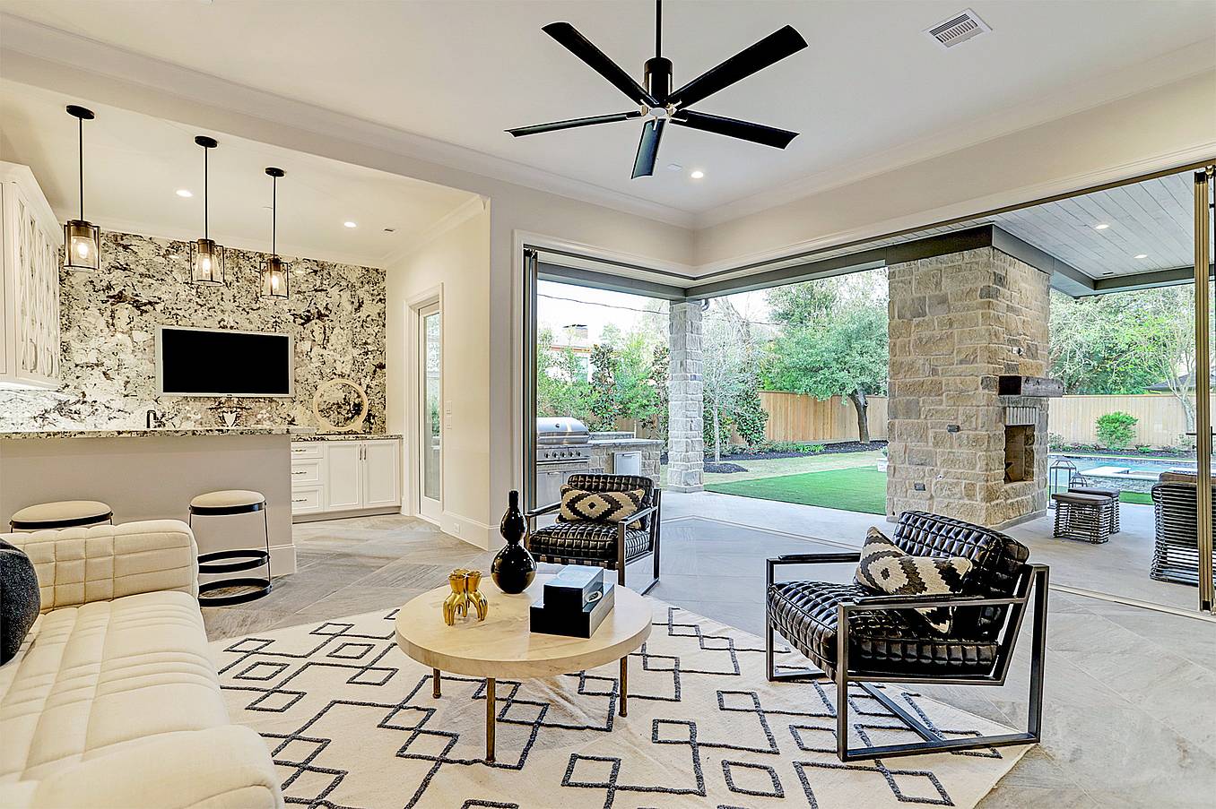 open corner design with residential folding glass doors