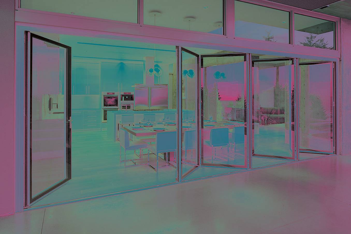 structurely glazed edge-to-edge folding glass walls with beautiful aesthetics
