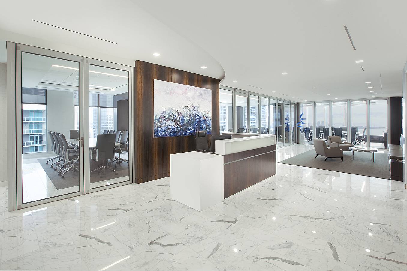 modern law office with movable glass doors