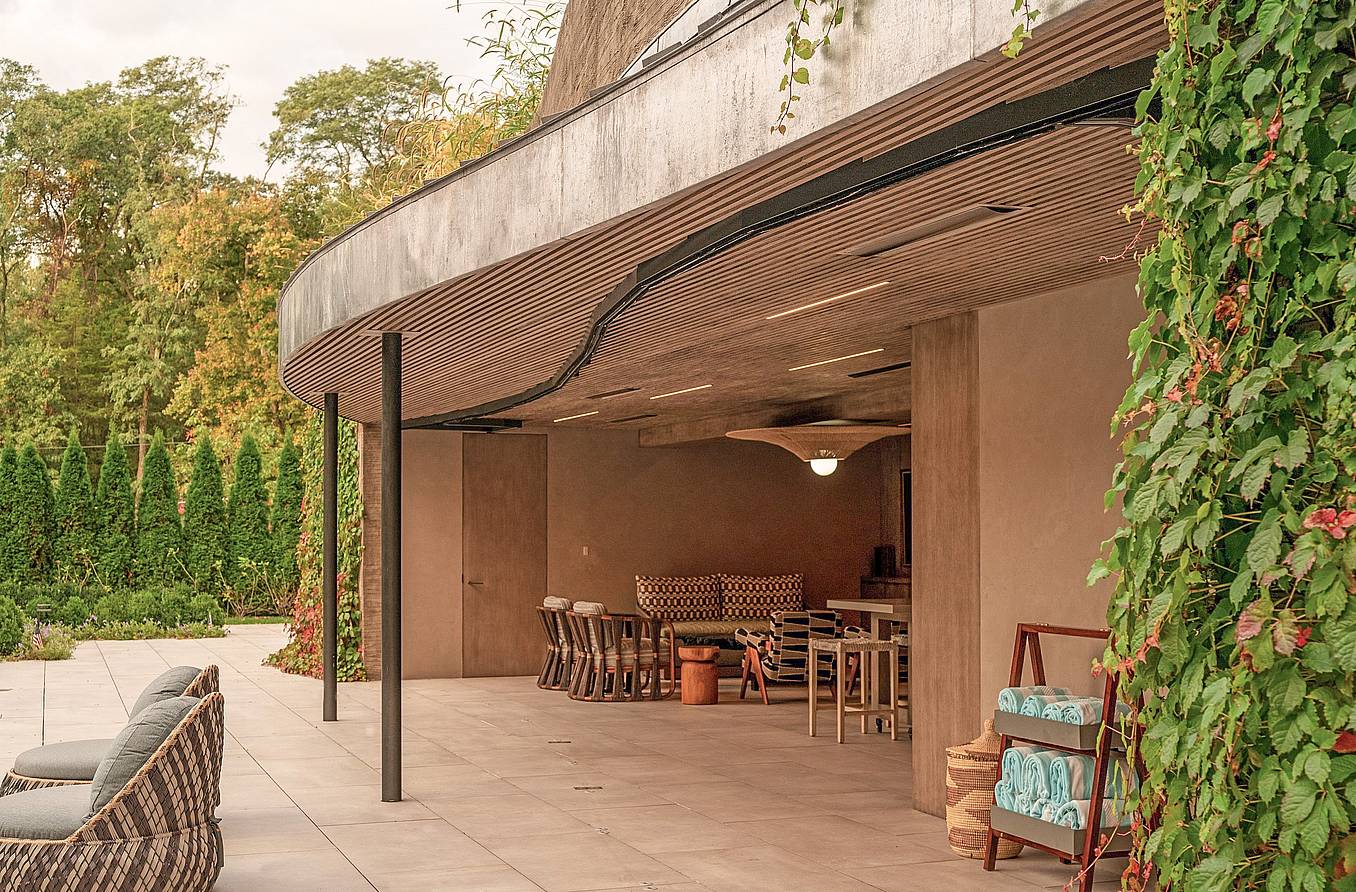 NanaWall single track sliding glass door in pool house