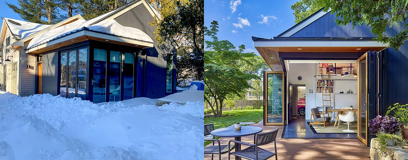 open corner cold weather opening glass doors