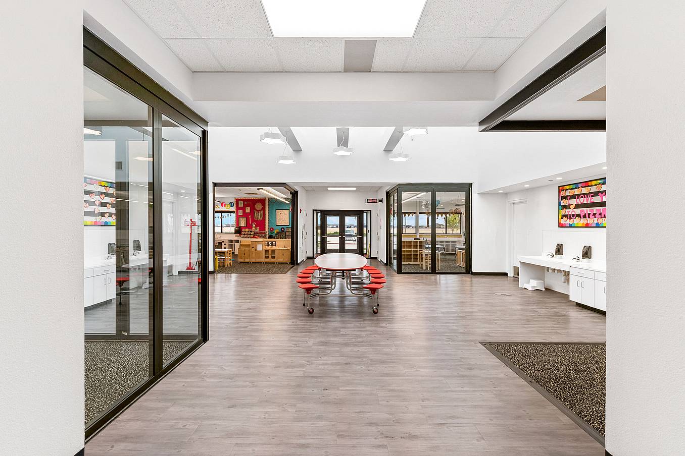 stacking operable glass systems in classroom design