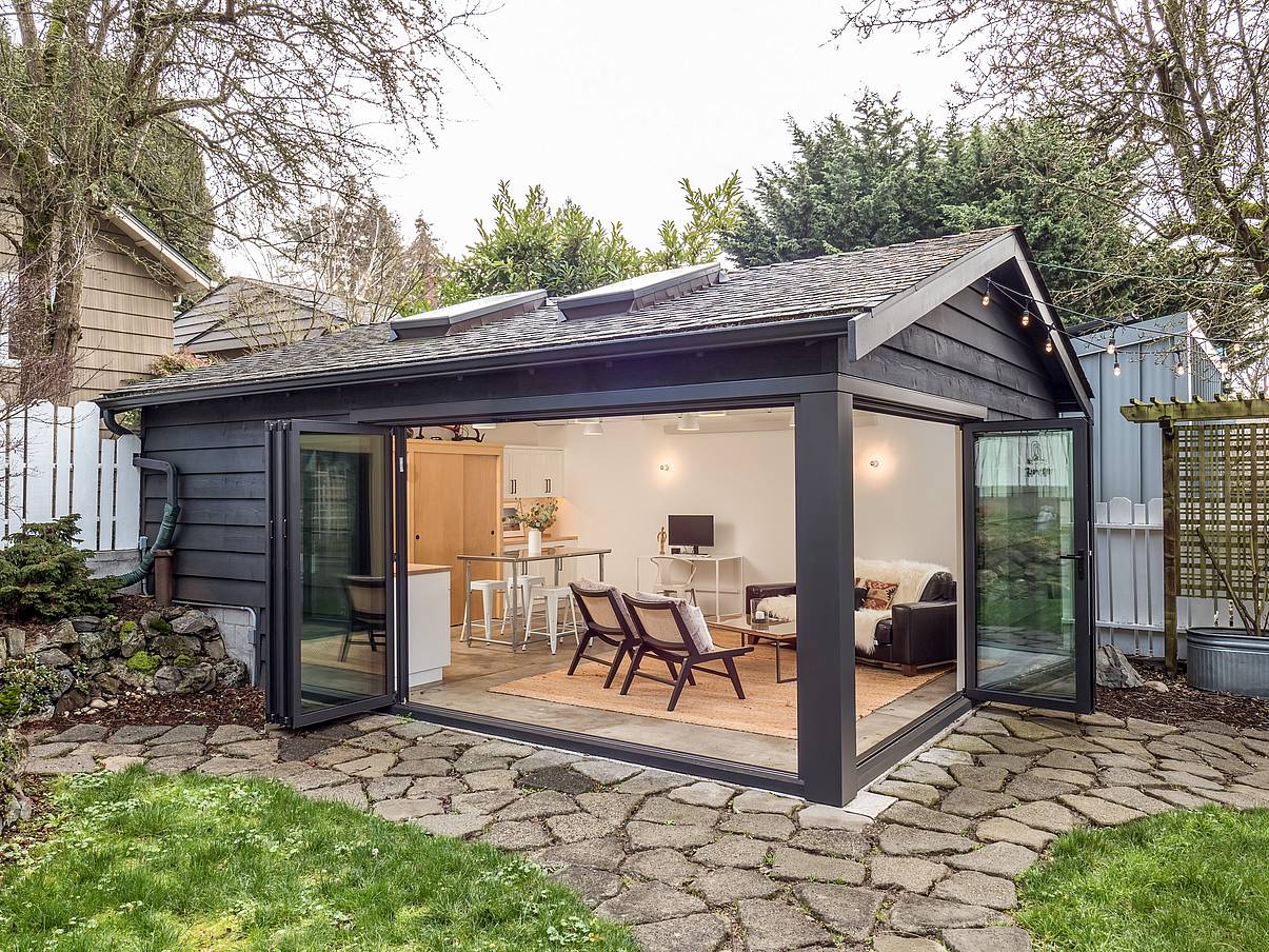 opening glass doors in a remodel