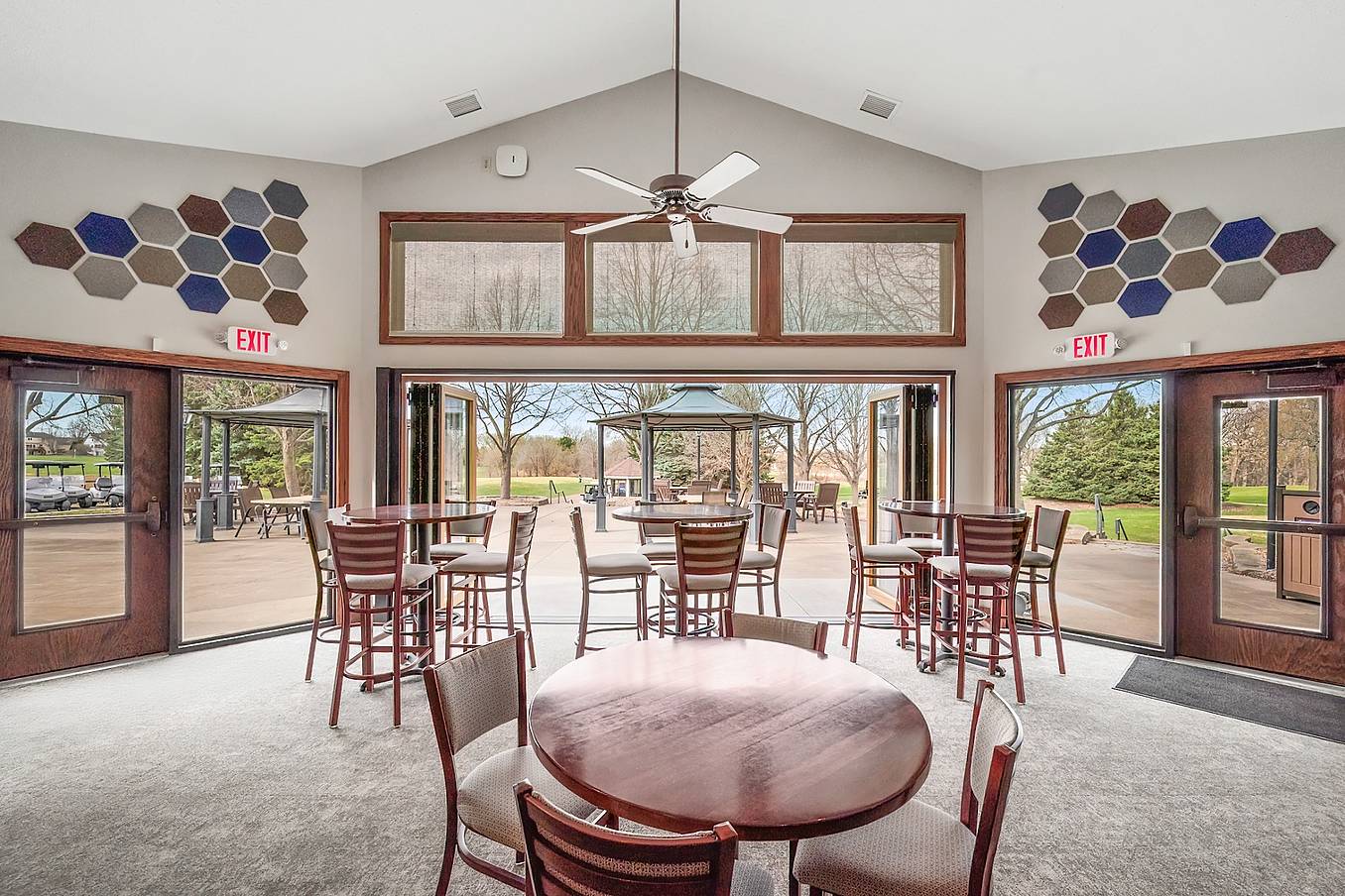 opening glass wall system in country club design