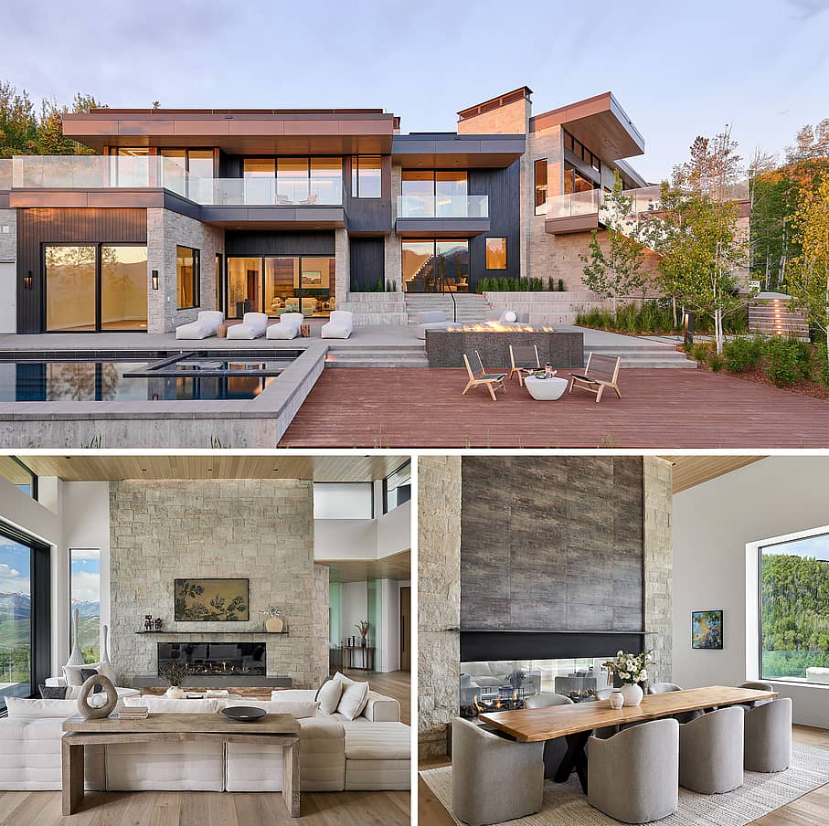 Aspen estate with modern mountain architecture and NanaWall glass wall