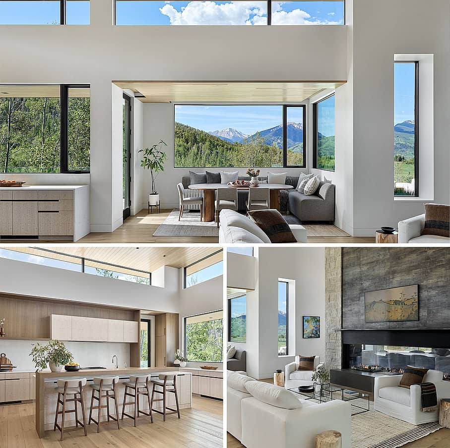 modern mountain architecture with minimal aesthetic and sliding glass wall