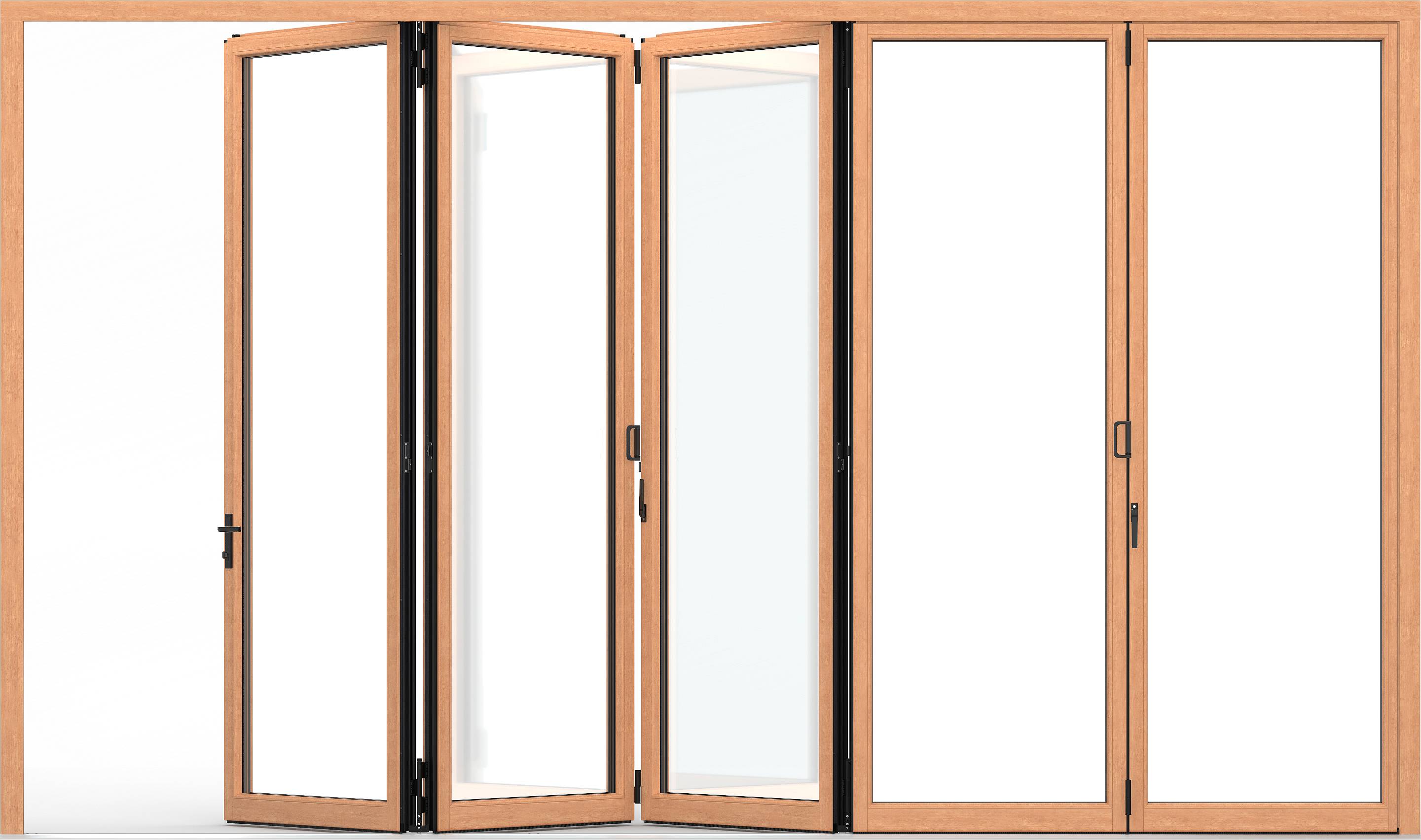 wood framed folding glass walls