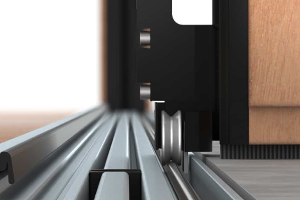 NanaWall  NW Wood 540 Hybrid Sill - Gothic Arch Roller Close Up