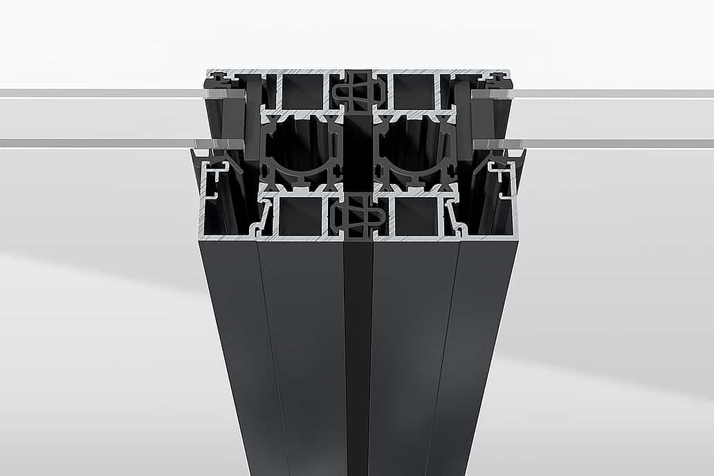 NanaWall aluminum frame cross section with patented Bionic Turtle thermal break for enhanced insulation and slim profiles