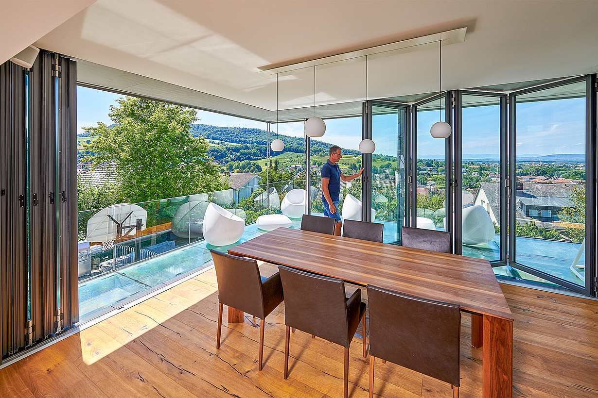 open corner custom folding glass walls