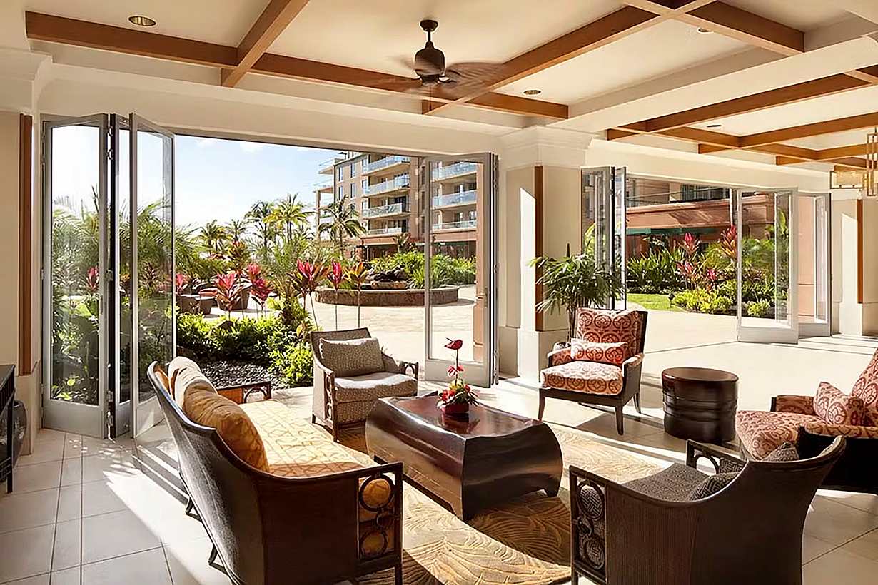 multifamily lobby folding glass walls