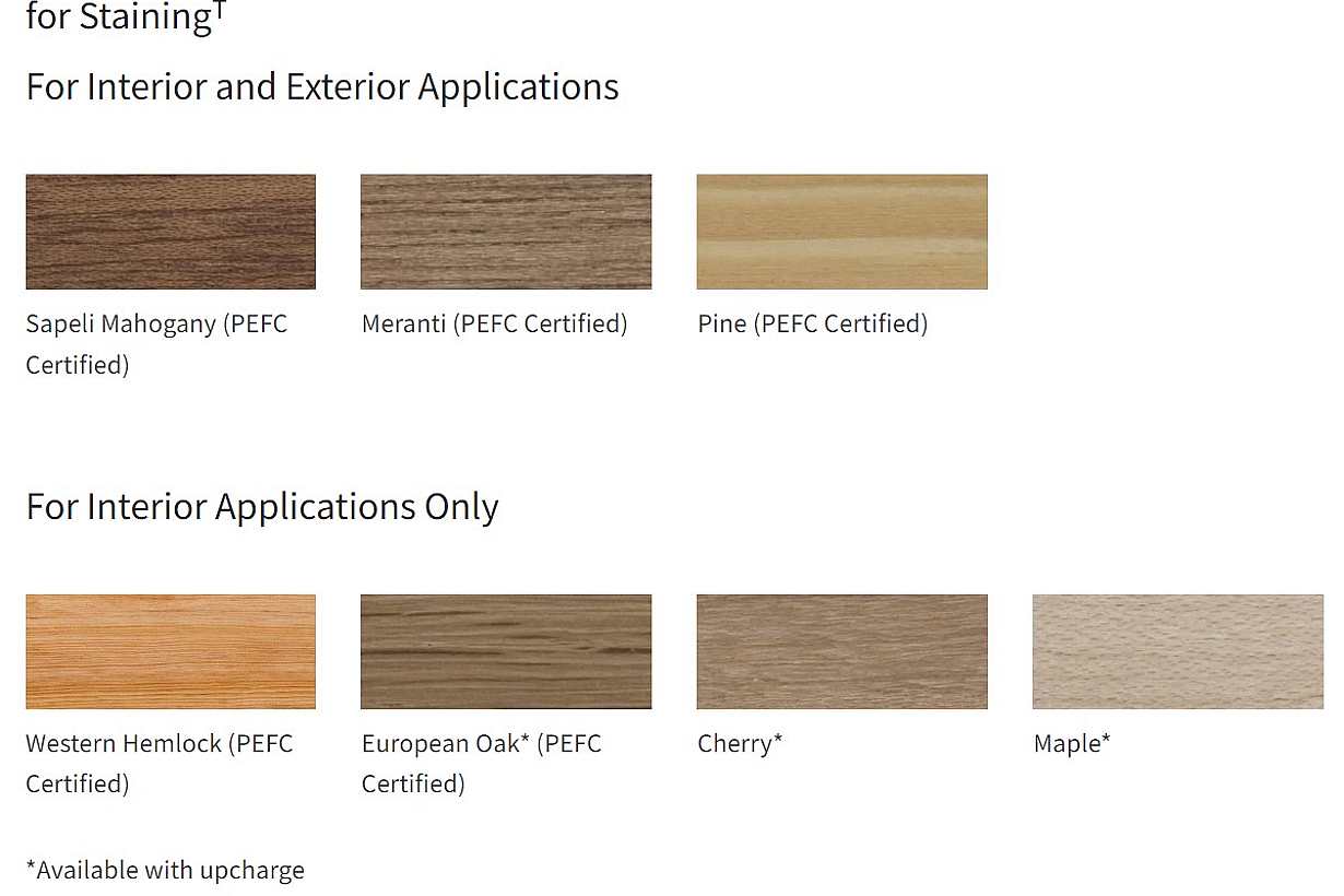 wood framed finish options
