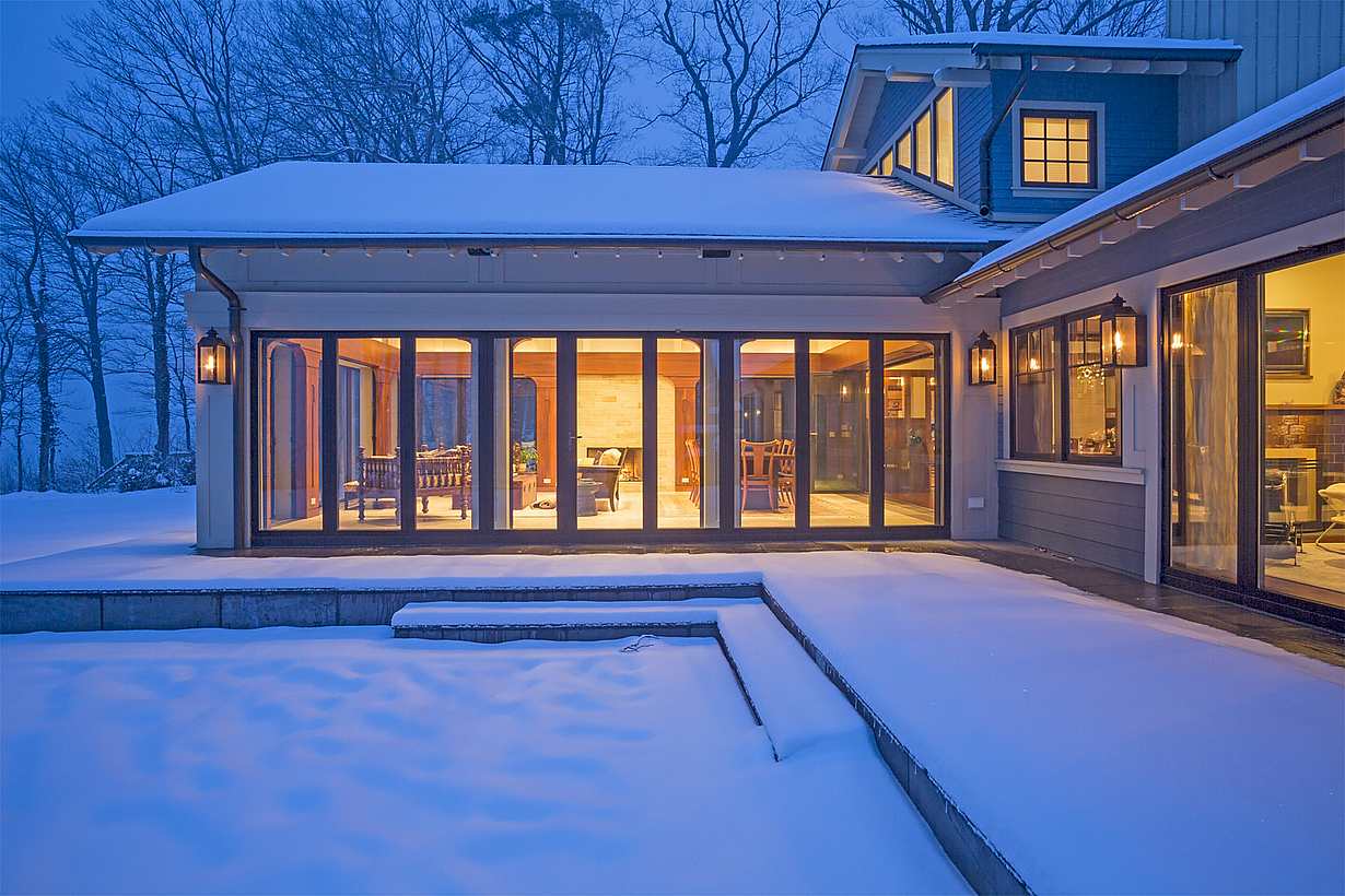 folding patio doors in snow
