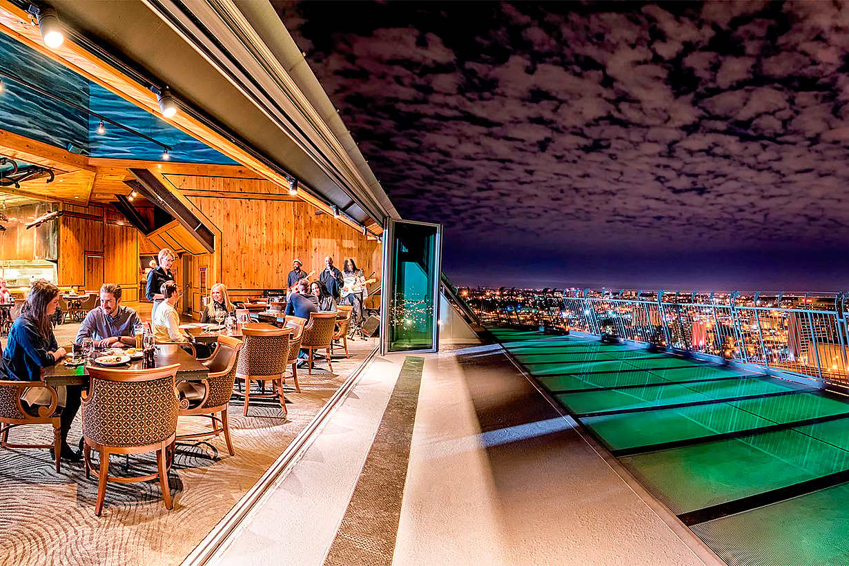 aluminum framed folding glass walls at the lookout restaurant