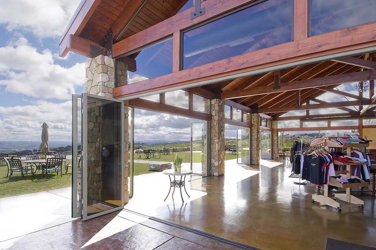 aluminum framed retractable glass walls