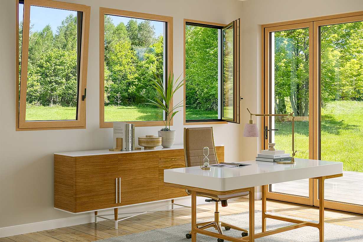 wood framed tilt turn windows and fixed windows