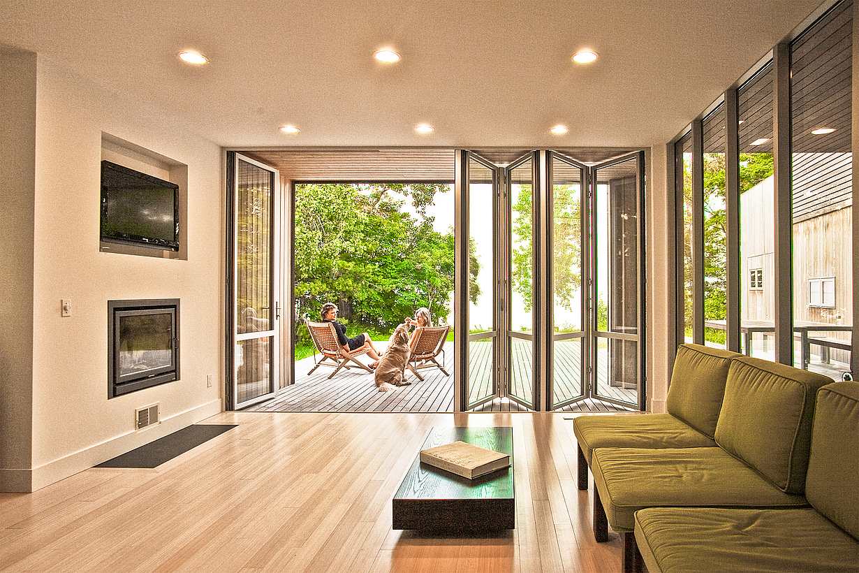 folding door system in sustainable designed home 