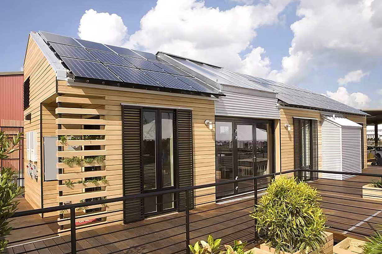 sustainable building design with folding glass wall