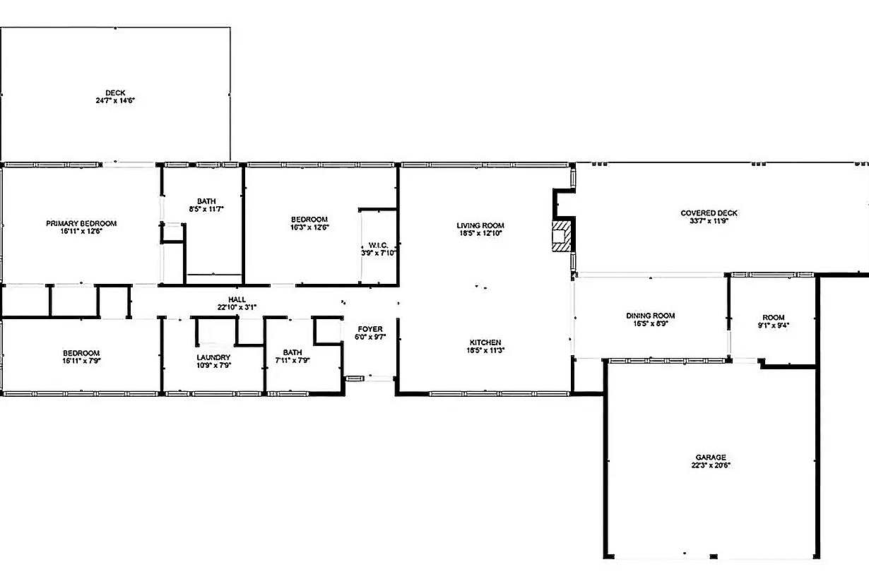 Mid-Century Modern remodeled home floor plan