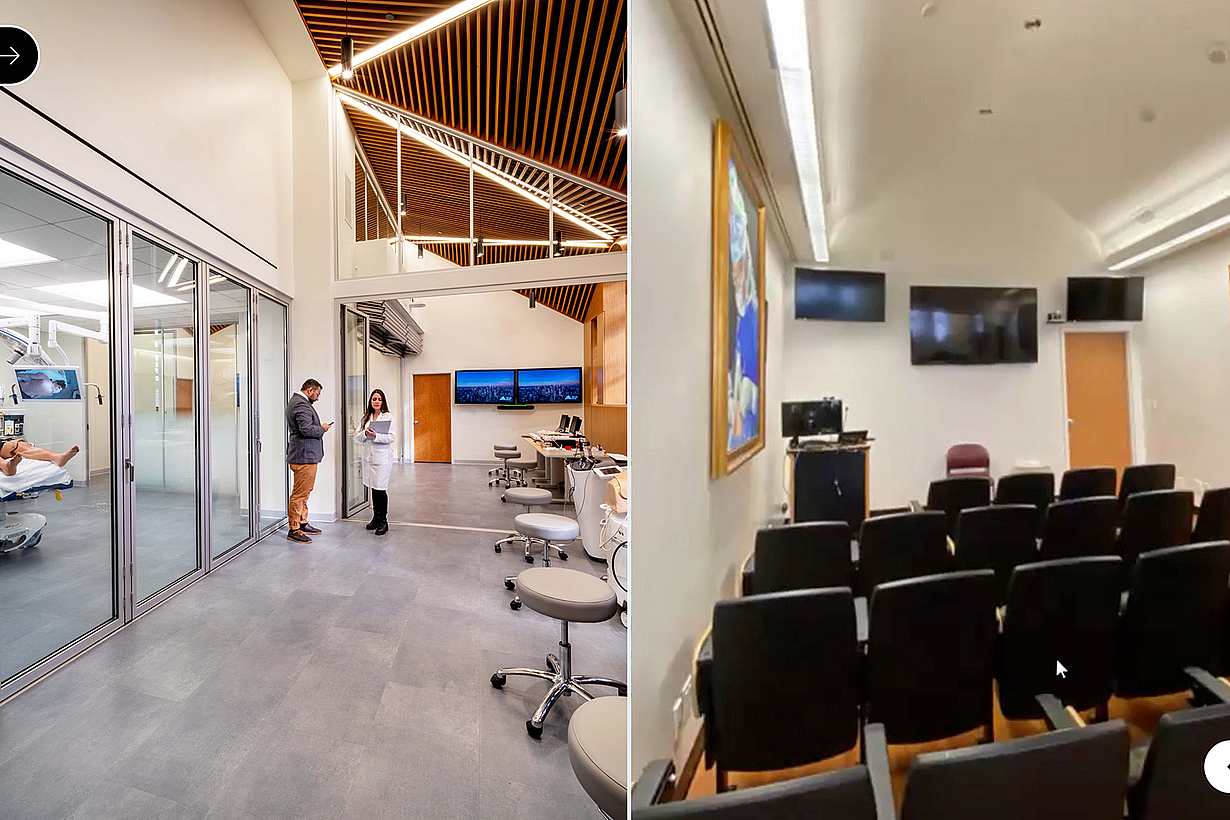 learning facility remodel with opening glass walls