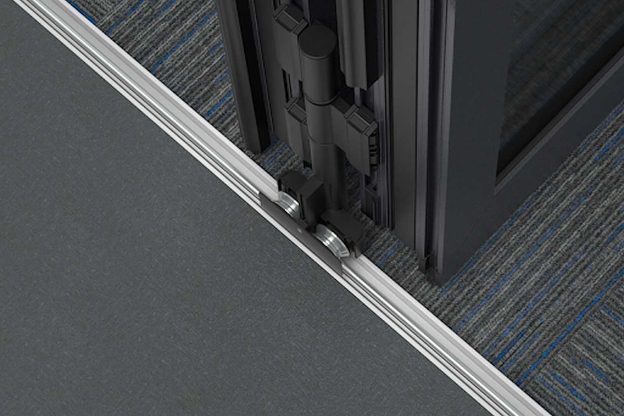 Generation 4 folding door systems with surface mounted flush sill