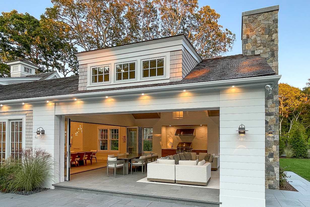 movable glass doors in California room porch design trend