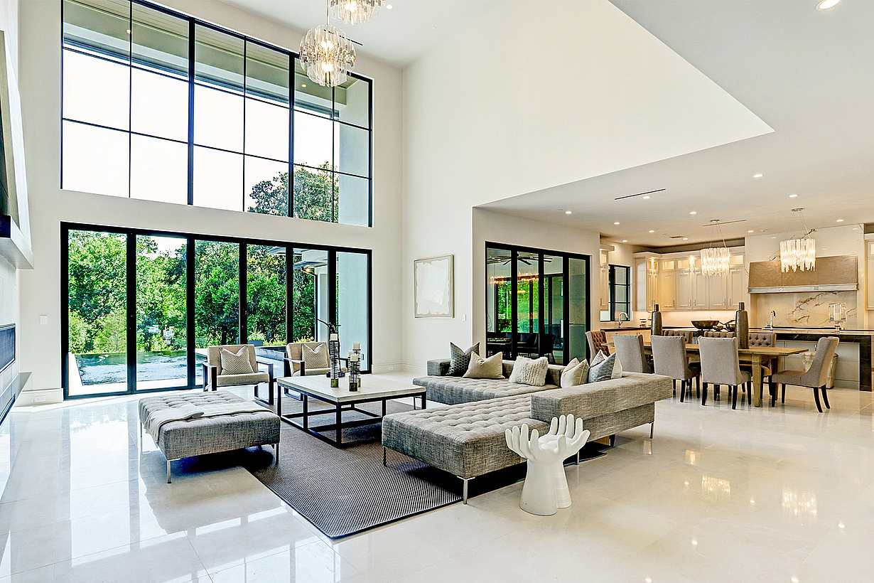 custom home design with residential folding glass door