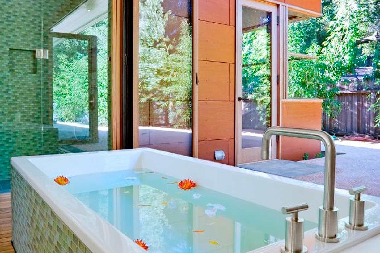 glass walls bathroom