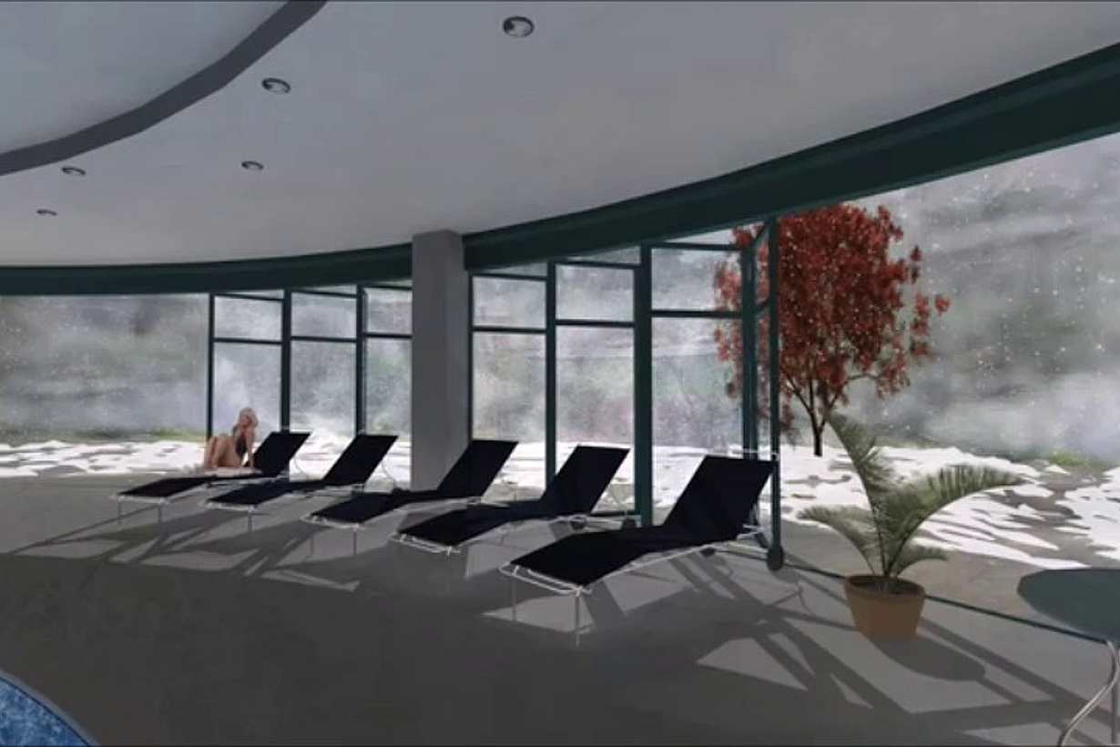 NanaWall Folding Glass Wall - Curved Pool Animation