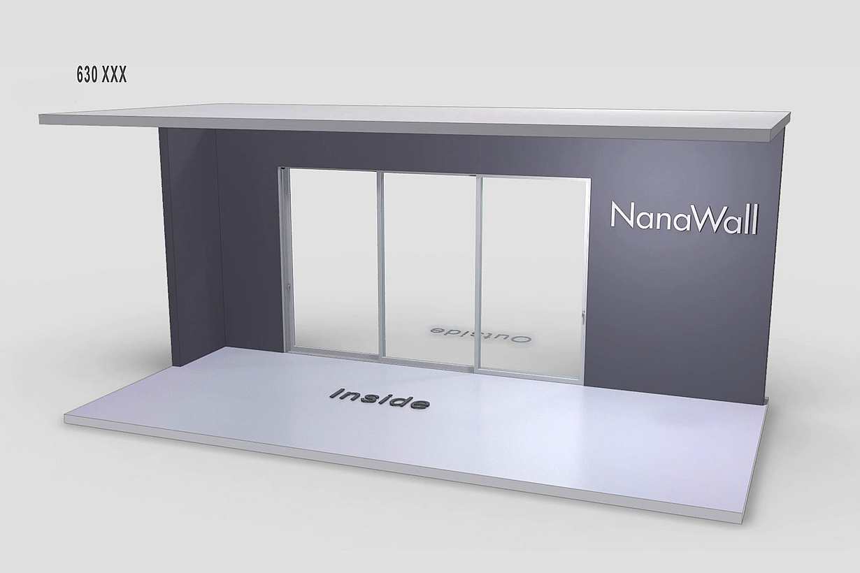 NanaWall MultiSlide 630 non-pocketing configuration: 3-panel sliding glass wall with all panels sliding in both directions on a multi-track system (XXX)